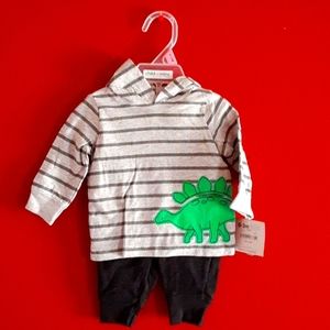Child Of Mine Hooded shirt & pants Size: 0-3m Color: Green/Black/Gray